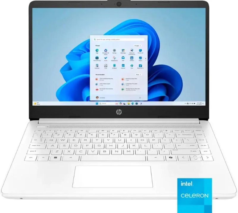 HP Business Laptop Computer, 14'' HD LED Laptop, Intel Celeron N4500 Processor, Laptop 4GB RAM 64GB SSD, 1-Year Microsoft Office 365, Snowflake White